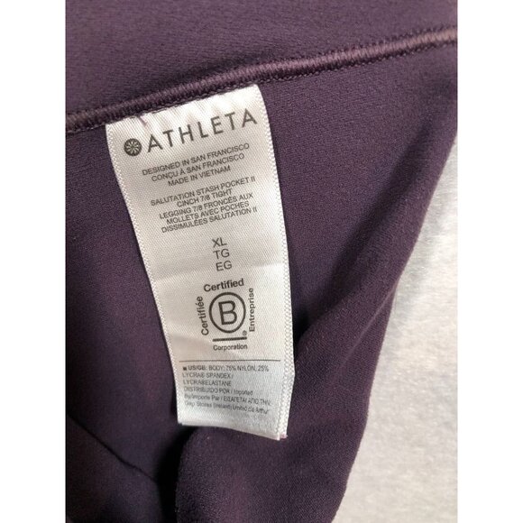 Athleta Salutation Stash Pocket II Cinch 7/8 Tight Deep Purple 599729 Women's XL - Picture 9 of 11